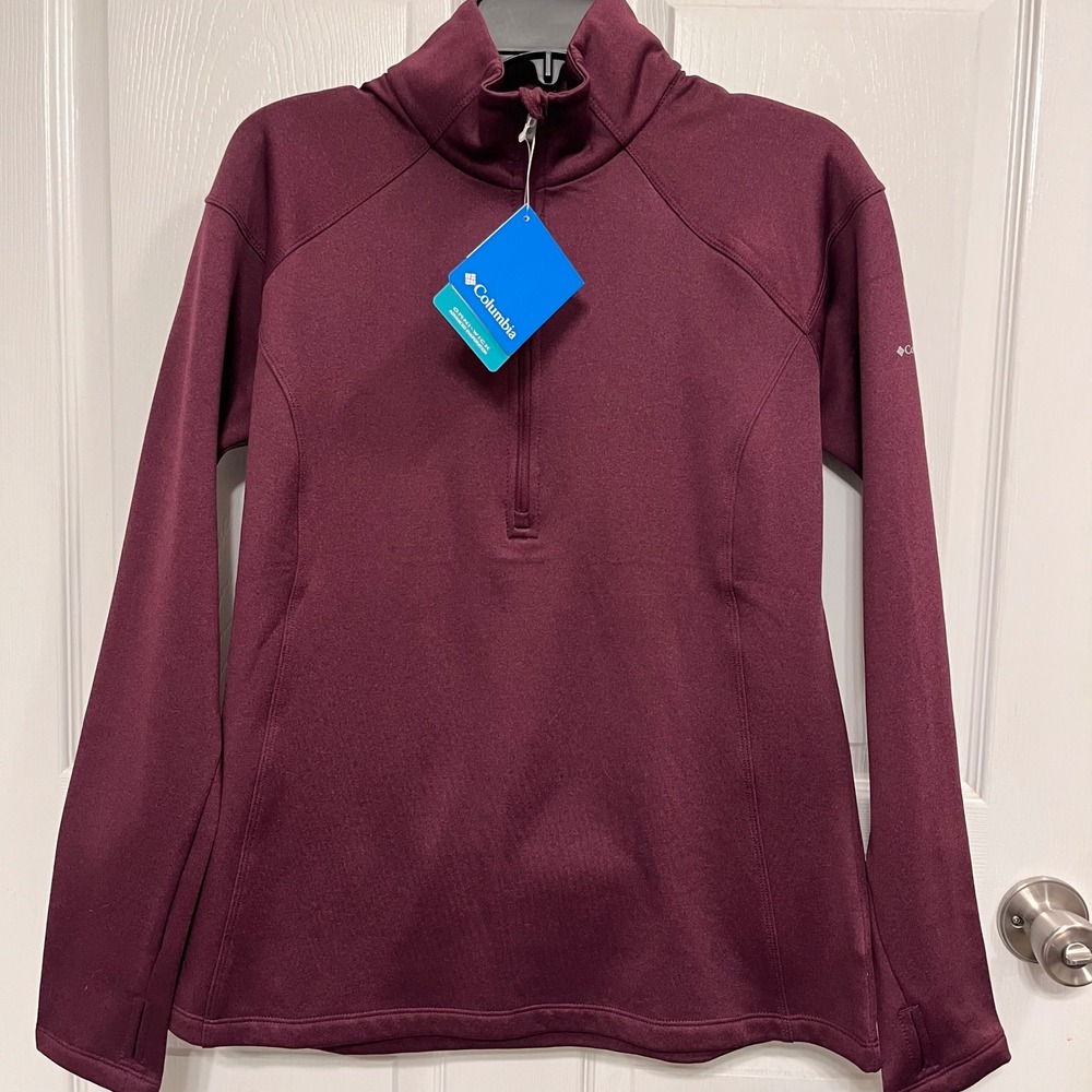 Columbia Saturday Trail Half Zip Shirt Womens Large Dark Berry Omni-Wick AL1557